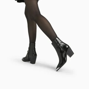 Vanessa Wu Bottines santiags Amandine noires à talon< Bottines