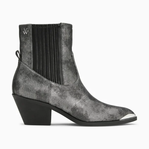 Vanessa Wu Bottines santiags Appoline anthracite à talon< Bottines