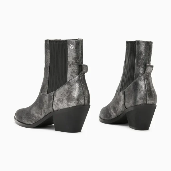 Vanessa Wu Bottines santiags Appoline anthracite à talon< Bottines