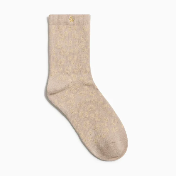 Vanessa Wu Chaussettes Tara beige et léopard or< Chaussettes