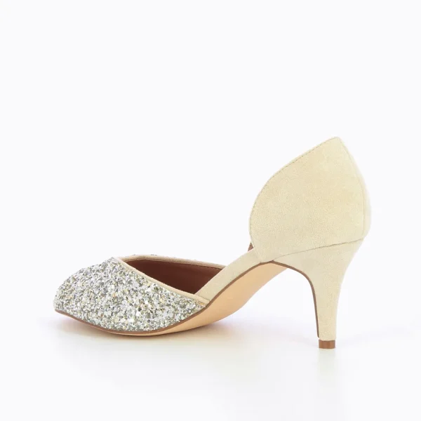 Vanessa Wu Escarpins peep-toe Diane crème et argent< Sandales À Talon, Compensées | Escarpins