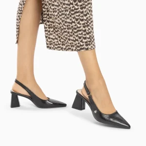 Vanessa Wu Escarpins slingback Lara noirs à bout pointu< Sandales À Talon, Compensées | Escarpins