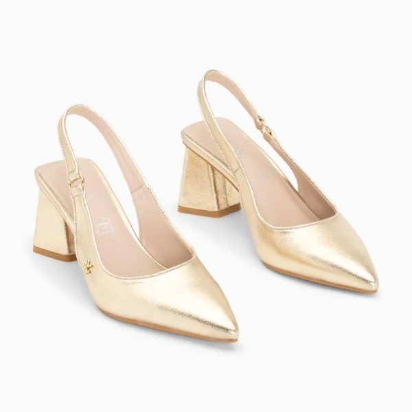 Vanessa Wu Escarpins slingback Lara or à bout pointu< Sandales À Talon, Compensées | Escarpins