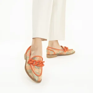 Vanessa Wu Mocassins Barbara orange à chaîne mate< Mocassins, Derbies, Ballerines