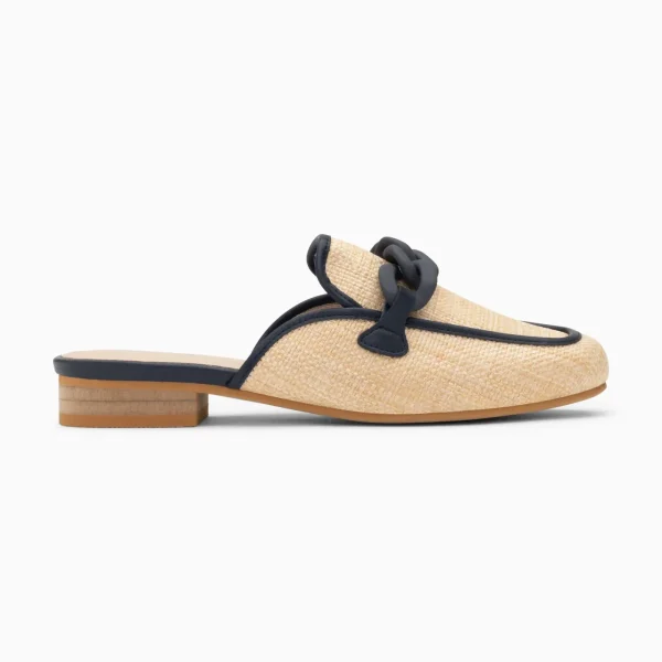 Vanessa Wu Mules Emna beige et bleu marine à chaîne mate< Mules | Mocassins, Derbies, Ballerines