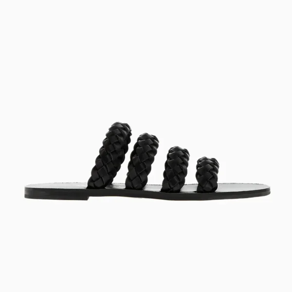 mules_mila__brides_tresse_0.webp Vanessa Wu Mules Mila à brides tressées noires< Mules | Sandales Plates