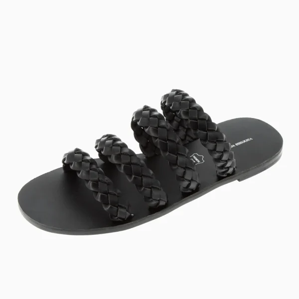 mules_mila__brides_tresse_2.webp Vanessa Wu Mules Mila à brides tressées noires< Mules | Sandales Plates