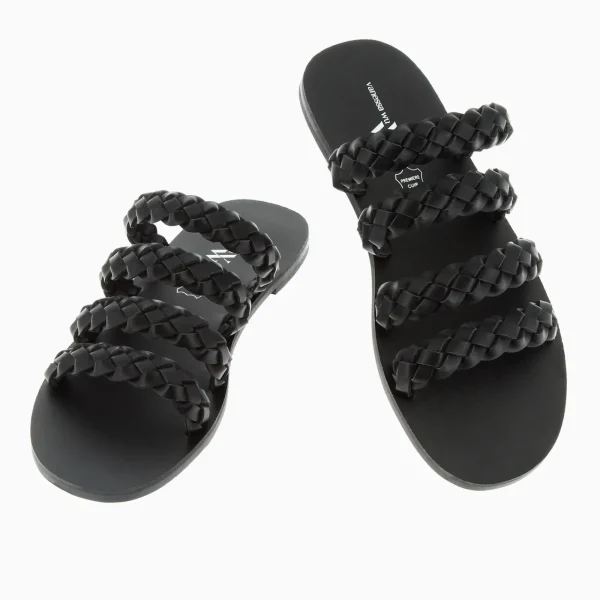 mules_mila__brides_tresse_3.webp Vanessa Wu Mules Mila à brides tressées noires< Mules | Sandales Plates