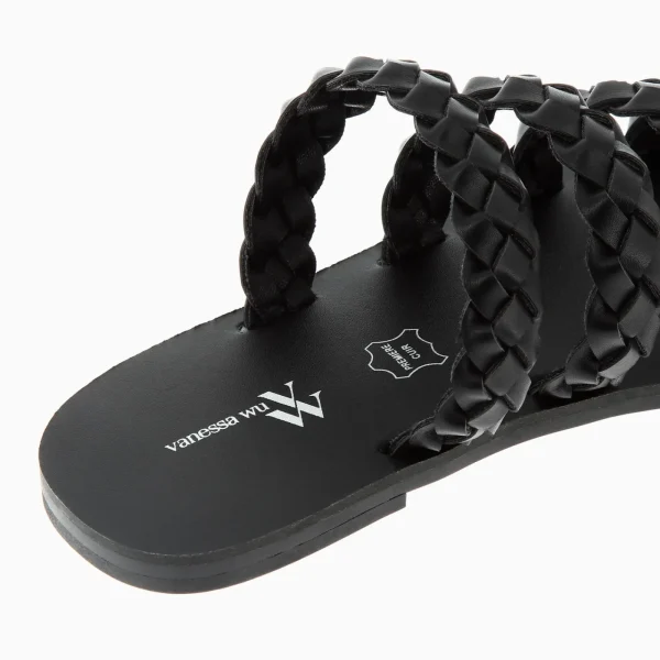 mules_mila__brides_tresse_4.webp Vanessa Wu Mules Mila à brides tressées noires< Mules | Sandales Plates
