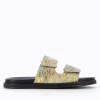 Vanessa Wu Mules Philippine gris et or à scratchs< Mules | Sandales Plates