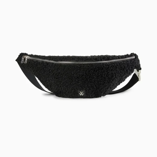 Vanessa Wu Sac banane oversize Annaelle noir en fausse fourrure< Sacs