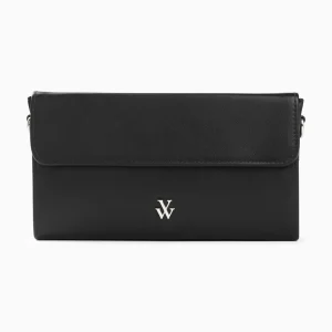 Vanessa Wu Sac bandoulière Sydney noir à rabat et strass< Sacs