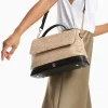 Vanessa Wu Sac cartable Lisa en raphia beige à détails noirs< Sacs