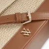 Vanessa Wu Sac cartable Lisa en raphia beige à détails camel< Sacs