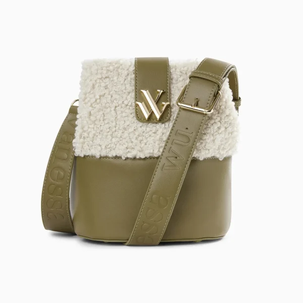 Vanessa Wu Sac seau Leslie kaki en fausse fourrure< Sacs