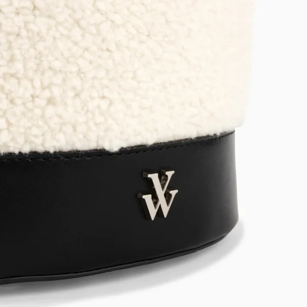 Vanessa Wu Sac seau Milou ivoire et noir en faux shearling< Sacs