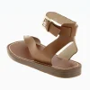 Vanessa Wu Sandales Amanda camel minimalistes à passe-pouce< Sandales Plates