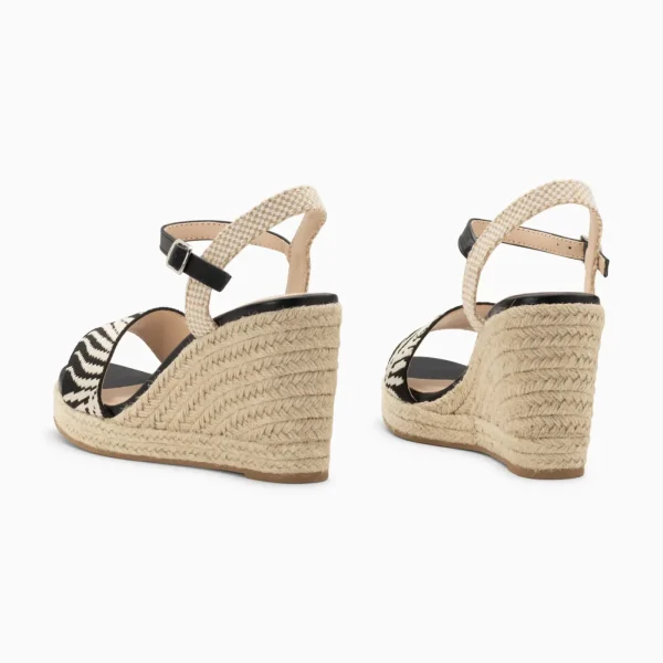 Vanessa Wu Sandales compensées Honorine noires en tissu jacquard< Sandales À Talon, Compensées