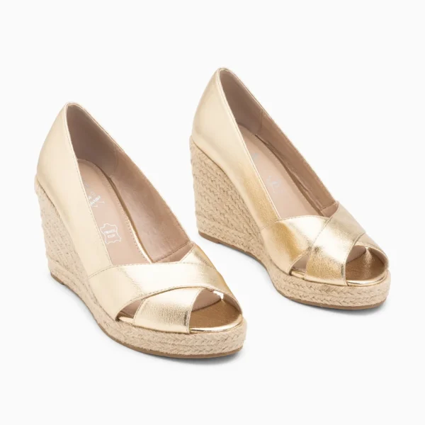 Vanessa Wu Sandales compensées peep-toe Léonie or< Sandales À Talon, Compensées