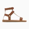 Vanessa Wu Sandales plates Assia camel à scratchs< Sandales Plates
