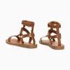 Vanessa Wu Sandales plates Assia camel à scratchs< Sandales Plates